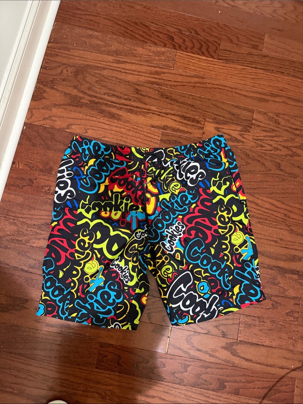 Colorful Graffiti-Print Men’s Swim Shorts - Multicolor